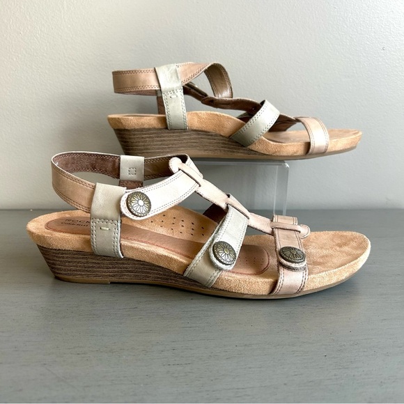 Rockport Cobb Hill Leather Strappy Wedge Sandal Sz10N Beige Neutral Arch Support - Picture 8 of 15